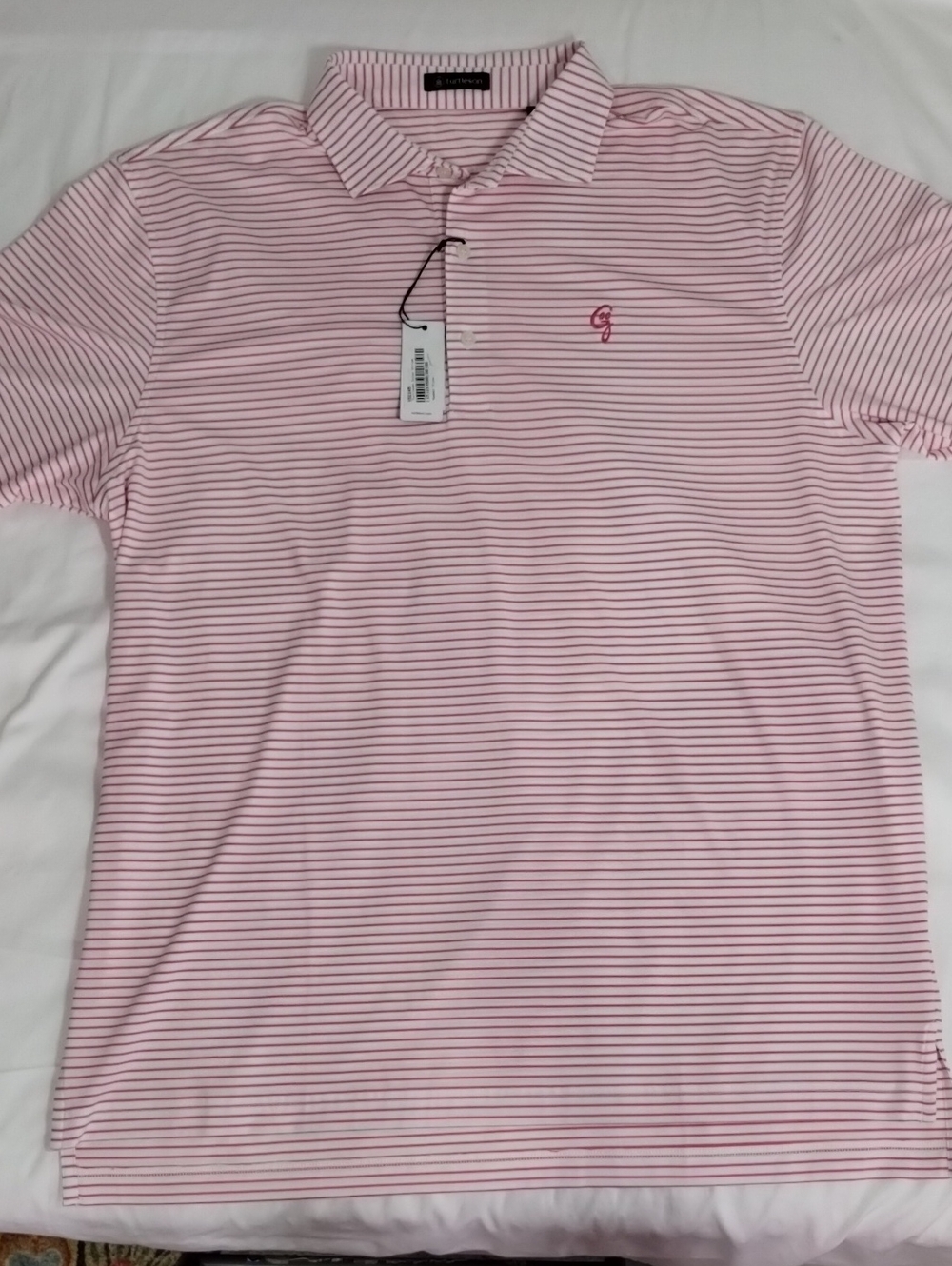 Turtleson Men's Pink Stripe Polo Shirt Size XL